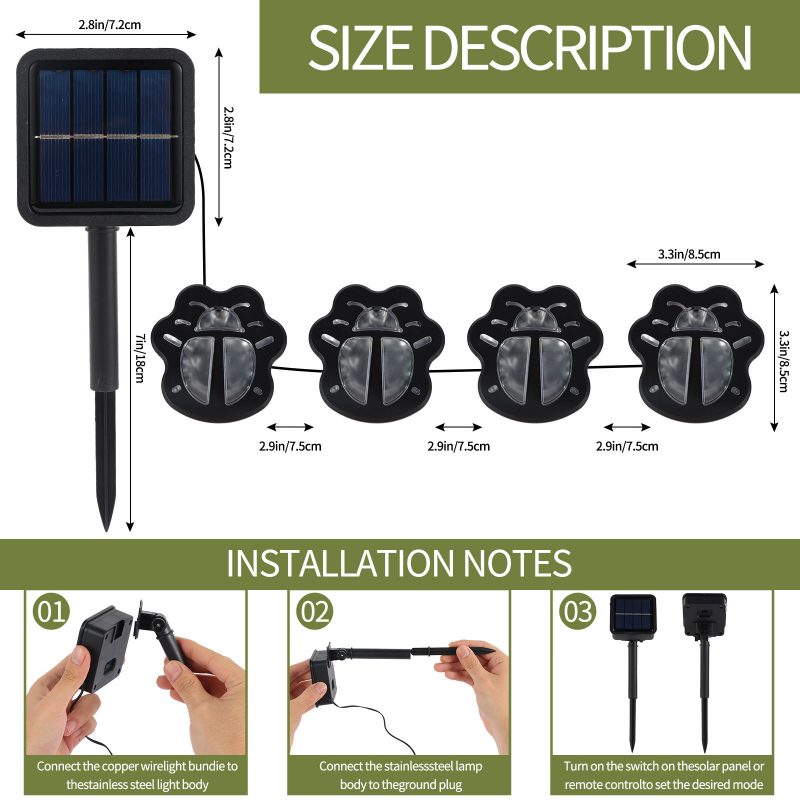 Solar Ladybug Butterfly Lights 3-in-1 Outdoor LED Cat Paw Bear Paw Stake Lights for Lawn and Garden