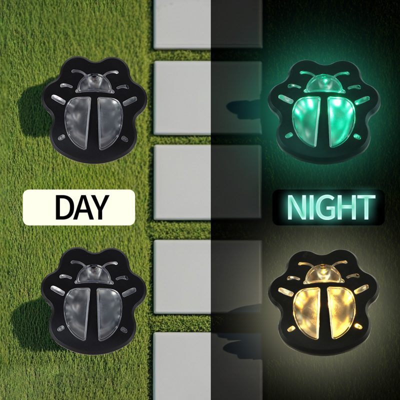 Solar Ladybug Butterfly Lights 3-in-1 Outdoor LED Cat Paw Bear Paw Stake Lights for Lawn and Garden