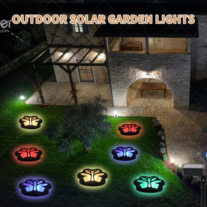 Solar Ladybug Butterfly Lights 3-in-1 Outdoor LED Cat Paw Bear Paw Stake Lights for Lawn and Garden